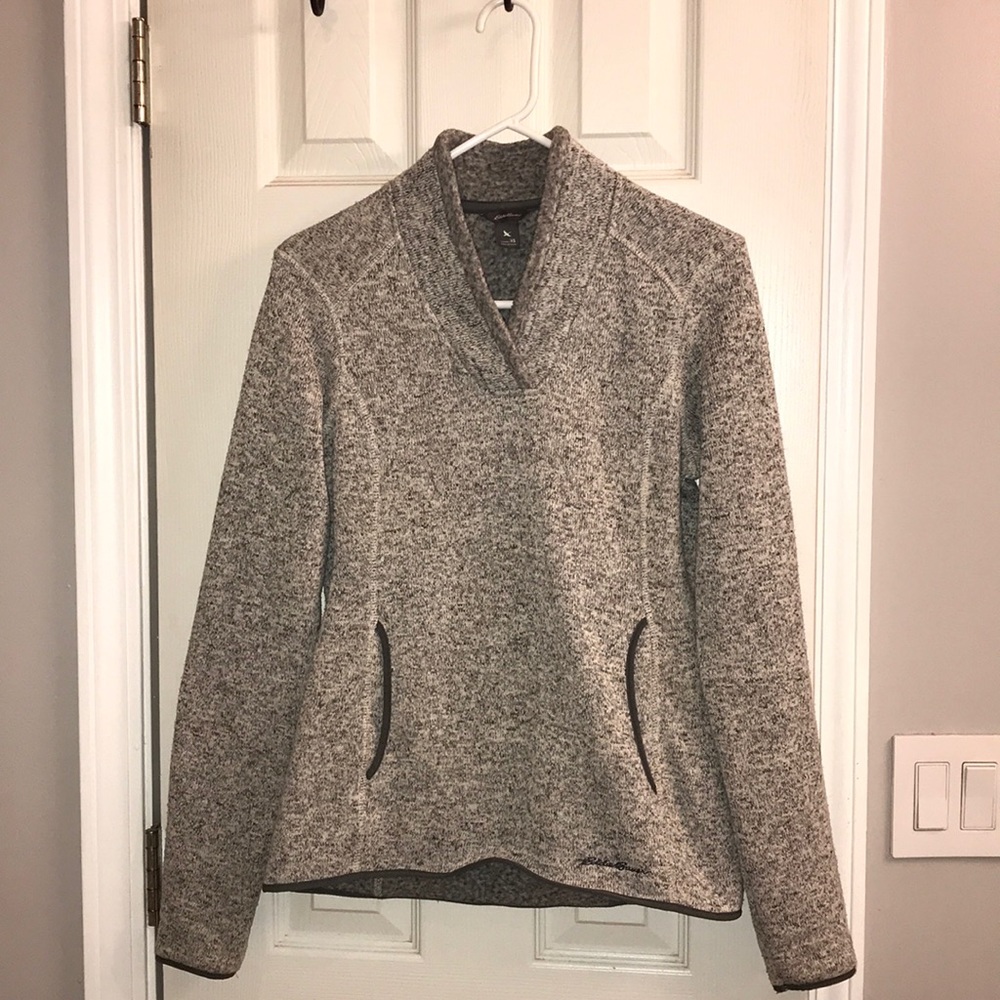 Eddie Bauer XS heathered gray pullover.